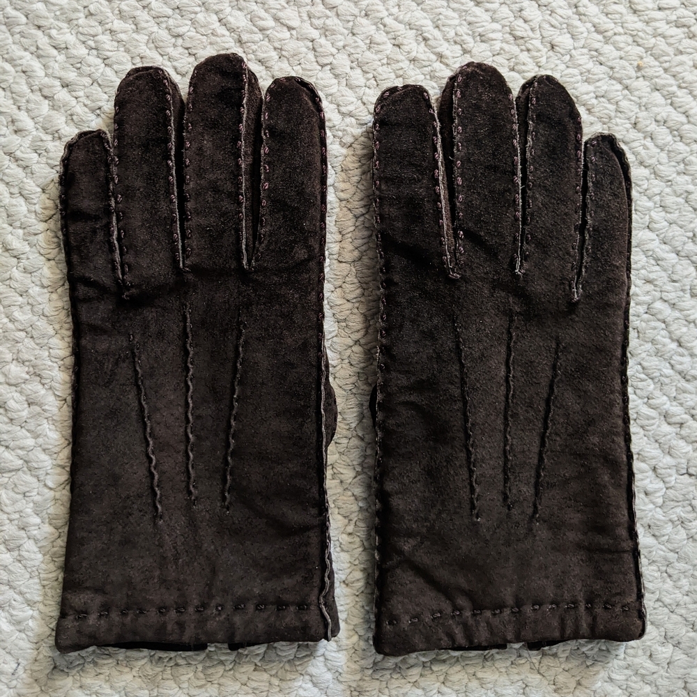 Lambswool dark brown gloves, women's size